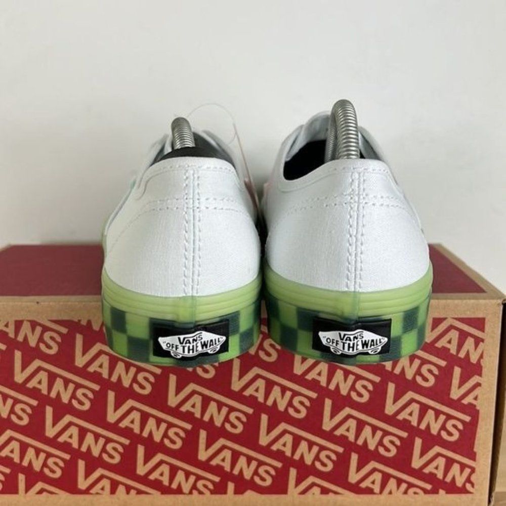 Vans translucent green grash checkered white authentic sneakers women’s size 8.5 - Picture 6 of 8
